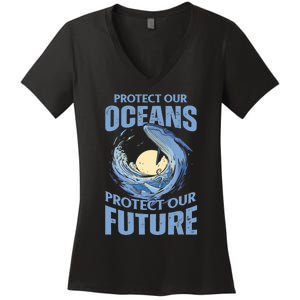 Protect Our Oceans Protect Our Future Climate Change Women's V-Neck T-Shirt