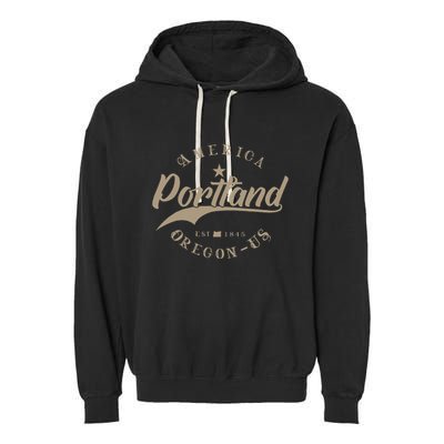 Portland Or Oregon Garment-Dyed Fleece Hoodie