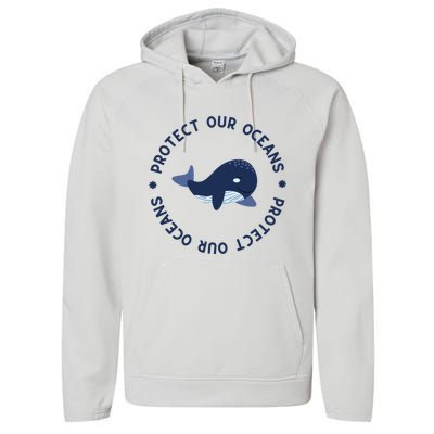 Protect Our Oceans Swimming Cute Whale Orca In Sea Ocean Gift Performance Fleece Hoodie