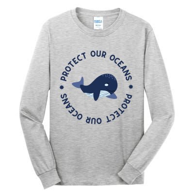 Protect Our Oceans Swimming Cute Whale Orca In Sea Ocean Gift Tall Long Sleeve T-Shirt