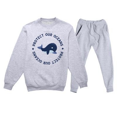 Protect Our Oceans Swimming Cute Whale Orca In Sea Ocean Gift Premium Crewneck Sweatsuit Set