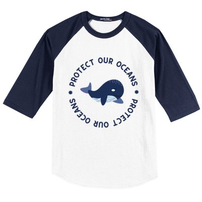 Protect Our Oceans Swimming Cute Whale Orca In Sea Ocean Gift Baseball Sleeve Shirt