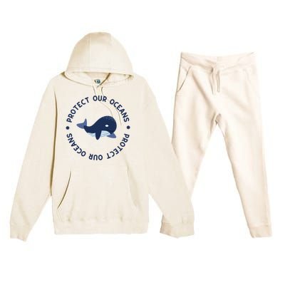 Protect Our Oceans Swimming Cute Whale Orca In Sea Ocean Gift Premium Hooded Sweatsuit Set