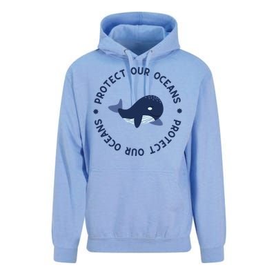 Protect Our Oceans Swimming Cute Whale Orca In Sea Ocean Gift Unisex Surf Hoodie