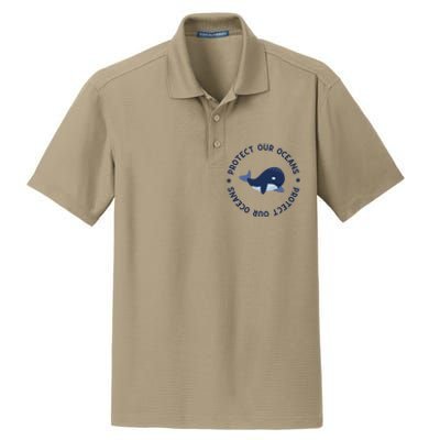 Protect Our Oceans Swimming Cute Whale Orca In Sea Ocean Gift Dry Zone Grid Polo