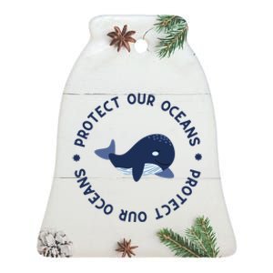 Protect Our Oceans Swimming Cute Whale Orca In Sea Ocean Gift Ceramic Bell Ornament