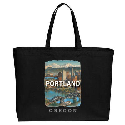 Portland Oregon Or City Of Bridges Sd658 Cotton Canvas Jumbo Tote