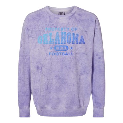 Property Of Oklahoma Football Xxl Gift Colorblast Crewneck Sweatshirt