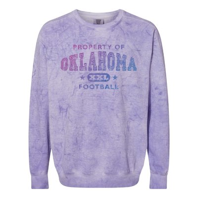 Property Of Oklahoma Football Xxl Gift Colorblast Crewneck Sweatshirt