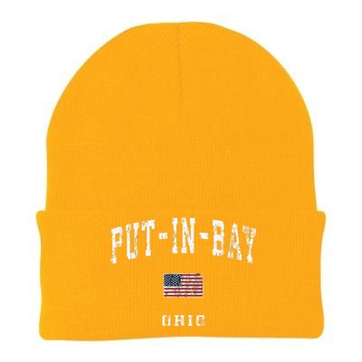 Putinbay Ohio Oh Vintage American Flag Sports Design Knit Cap Winter Beanie