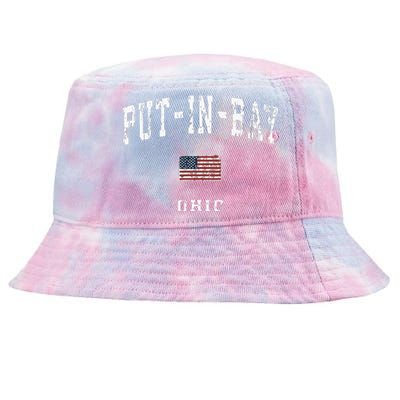 Putinbay Ohio Oh Vintage American Flag Sports Design Tie-Dyed Bucket Hat