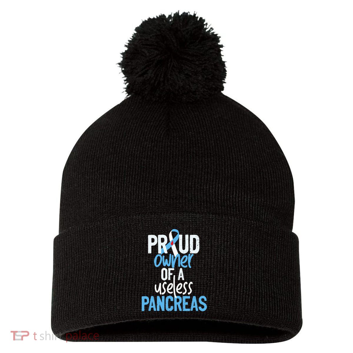 Proud Owner Of A Useless Pancreas Type 1 Diabetes Awareness Pom Pom 12in Knit Beanie