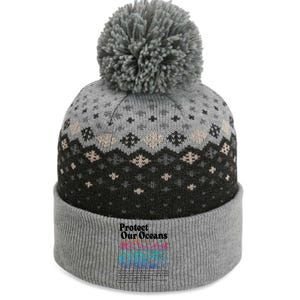 Protect Our Oceans Save Earth World Ocean Day 2024 On Back The Baniff Cuffed Pom Beanie