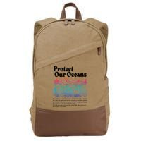 Protect Our Oceans Save Earth World Ocean Day 2024 On Back Cotton Canvas Backpack