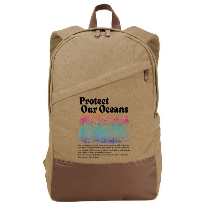 Protect Our Oceans Save Earth World Ocean Day 2024 On Back Cotton Canvas Backpack