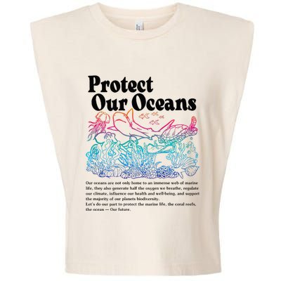 Protect Our Oceans Save Earth World Ocean Day 2024 On Back Garment-Dyed Women's Muscle Tee