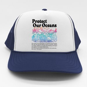 Protect Our Oceans Save Earth World Ocean Day 2024 On Back Trucker Hat