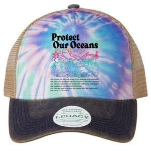 Protect Our Oceans Save Earth World Ocean Day 2024 On Back Legacy Tie Dye Trucker Hat