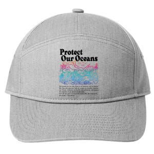 Protect Our Oceans Save Earth World Ocean Day 2024 On Back 7-Panel Snapback Hat