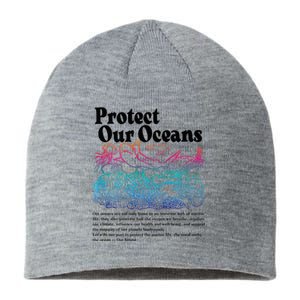 Protect Our Oceans Save Earth World Ocean Day 2024 On Back Sustainable Beanie