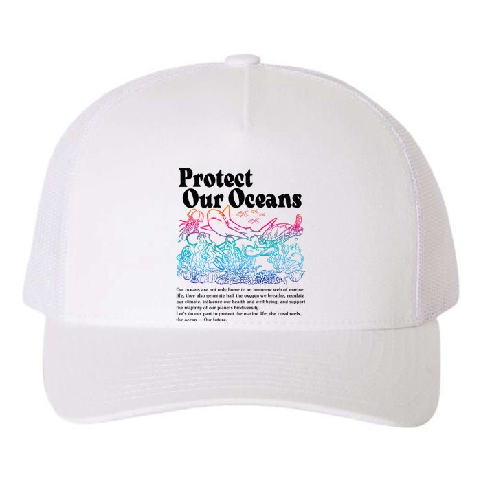 Protect Our Oceans Save Earth World Ocean Day 2024 On Back Yupoong Adult 5-Panel Trucker Hat