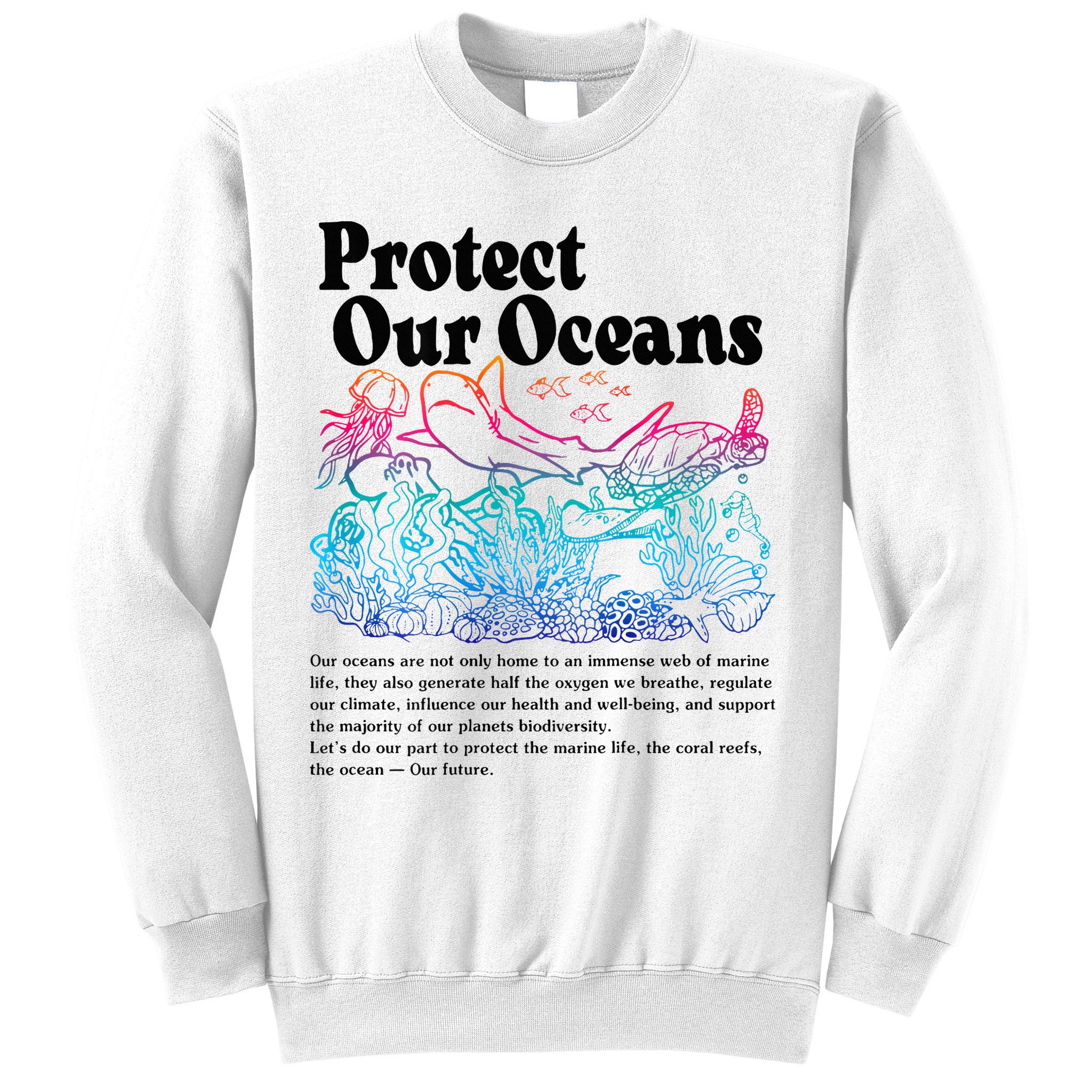 Protect Our Oceans Save Earth World Ocean Day 2024 On Back Sweatshirt