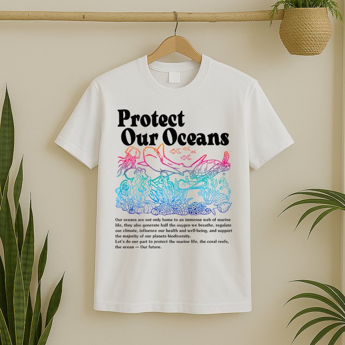 Protect Our Oceans Save Earth World Ocean Day 2024 On Back T-Shirt