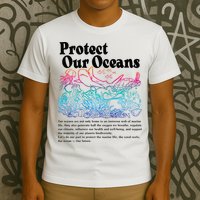 Protect Our Oceans Save Earth World Ocean Day 2024 On Back T-Shirt