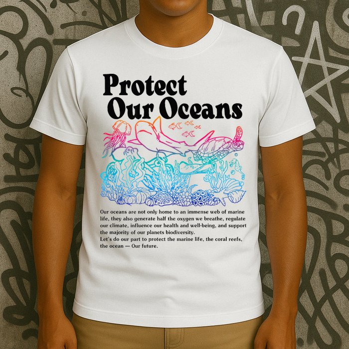 Protect Our Oceans Save Earth World Ocean Day 2024 On Back T-Shirt