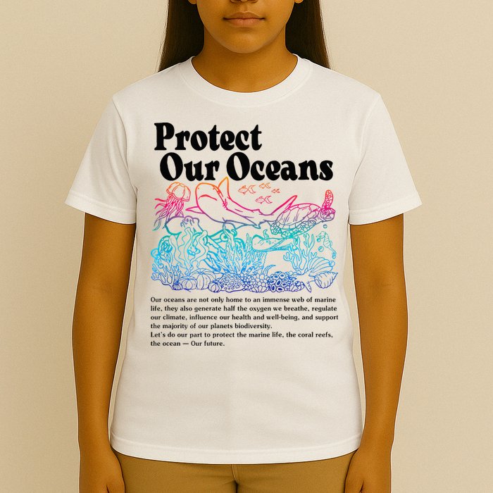 Protect Our Oceans Save Earth World Ocean Day 2024 On Back T-Shirt