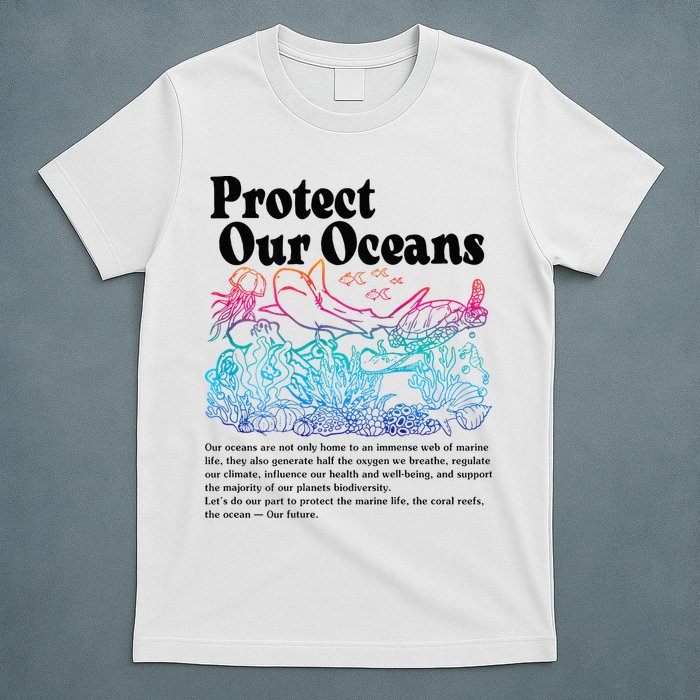 Protect Our Oceans Save Earth World Ocean Day 2024 On Back T-Shirt