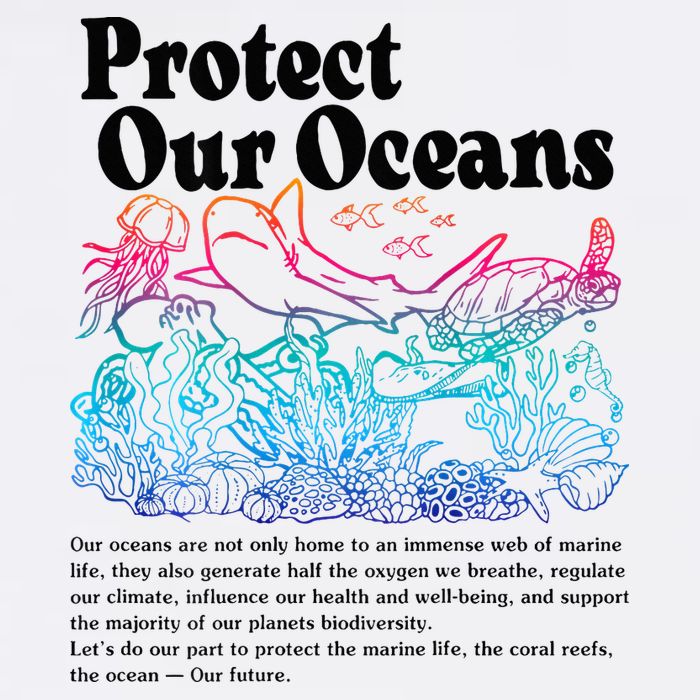 Protect Our Oceans Save Earth World Ocean Day 2024 On Back T-Shirt