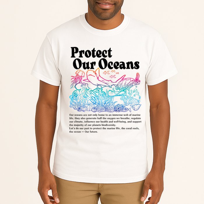 Protect Our Oceans Save Earth World Ocean Day 2024 On Back Tall T-Shirt