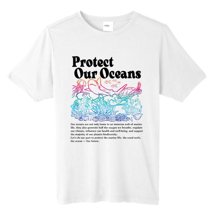 Protect Our Oceans Save Earth World Ocean Day 2024 On Back Tall Fusion ChromaSoft Performance T-Shirt