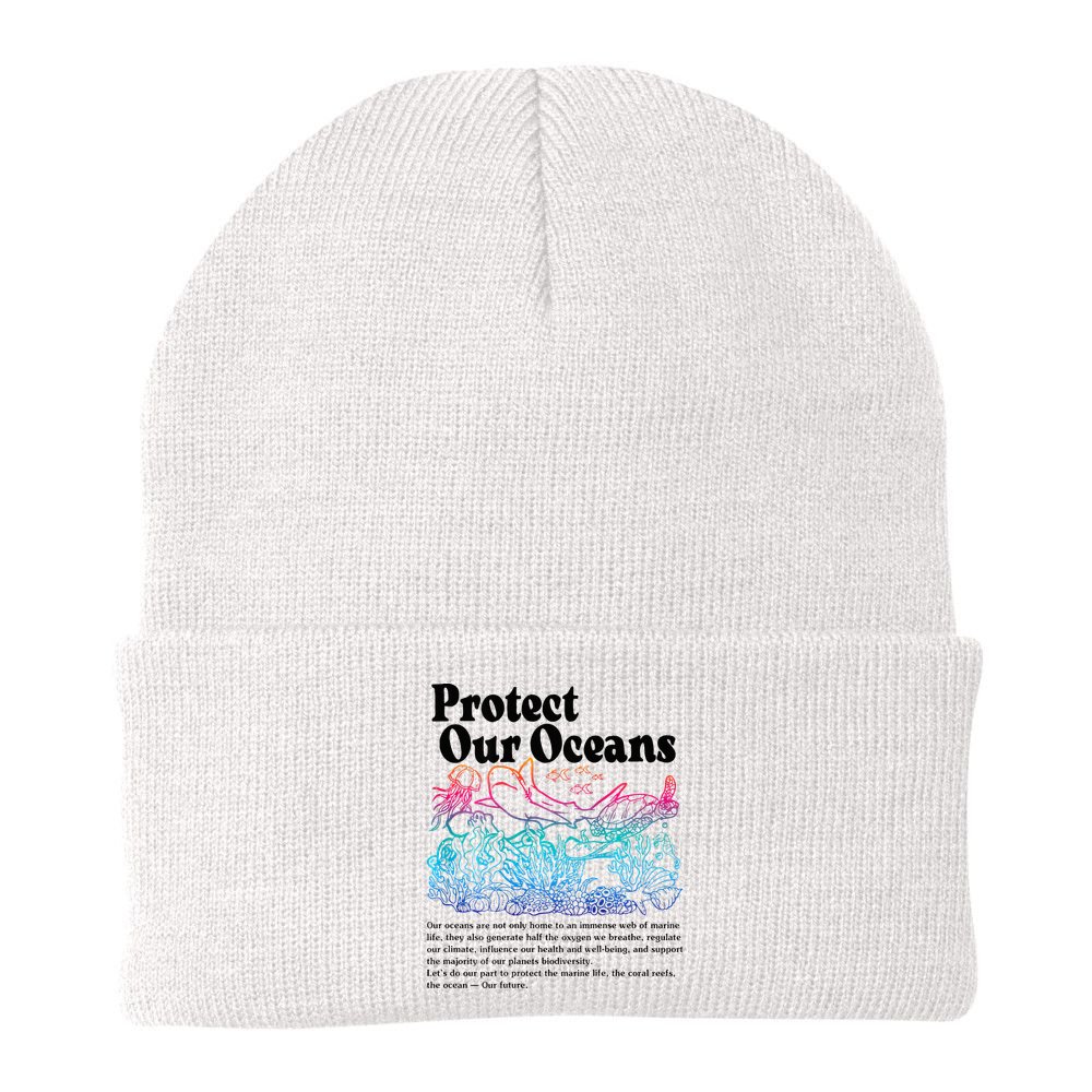 Protect Our Oceans Save Earth World Ocean Day 2024 On Back Beanie
