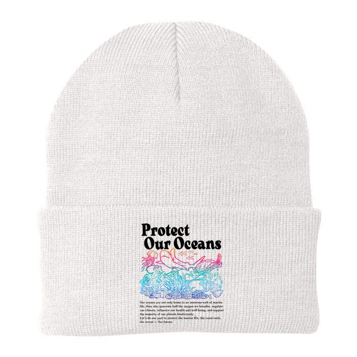 Protect Our Oceans Save Earth World Ocean Day 2024 On Back Knit Cap Winter Beanie