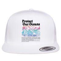 Protect Our Oceans Save Earth World Ocean Day 2024 On Back Flat Bill Trucker Hat