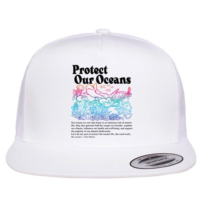 Protect Our Oceans Save Earth World Ocean Day 2024 On Back Flat Bill Trucker Hat