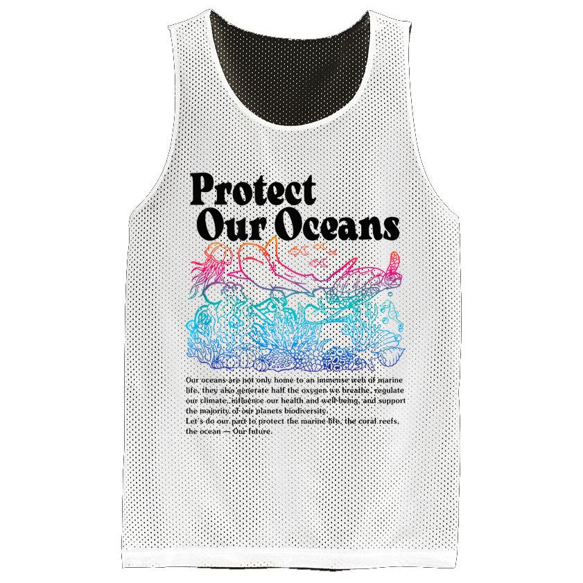 Protect Our Oceans Save Earth World Ocean Day 2024 On Back Mesh Reversible Basketball Jersey Tank