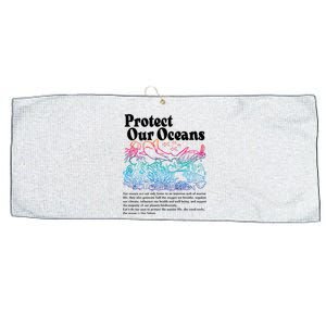 Protect Our Oceans Save Earth World Ocean Day 2024 On Back Large Microfiber Waffle Golf Towel