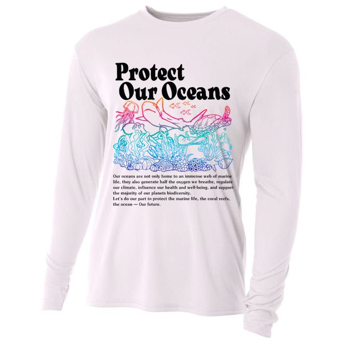 Protect Our Oceans Save Earth World Ocean Day 2024 On Back Cooling Performance Long Sleeve Crew