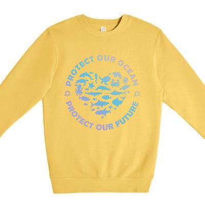 Protect Our Ocean Sea Animal Heart Earth Day Environt Gift Premium Crewneck Sweatshirt