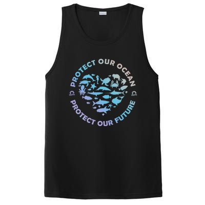 Protect Our Ocean Sea Animal Heart Earth Day Environt Gift PosiCharge Competitor Tank