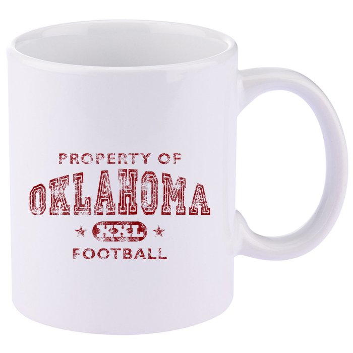 Property Of Oklahoma Football Xxl 11oz C Handle Ceramic Mug