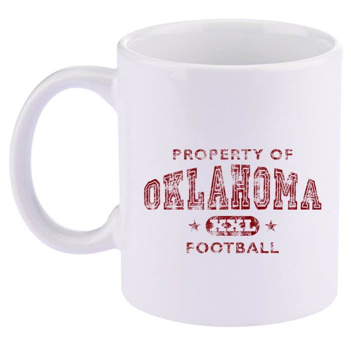 Property Of Oklahoma Football Xxl 11oz C Handle Ceramic Mug