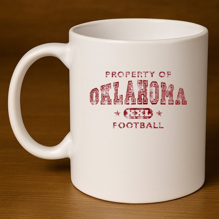 Property Of Oklahoma Football Xxl 11oz C Handle Ceramic Mug