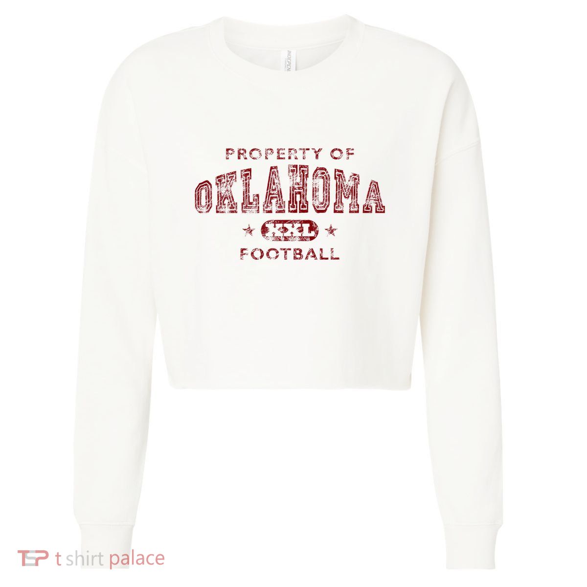 Property Of Oklahoma Football Xxl Cropped Pullover Crew