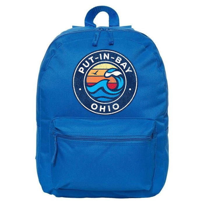 Putinbay Ohio Oh Vintage Nautical Waves 16 in Basic Backpack