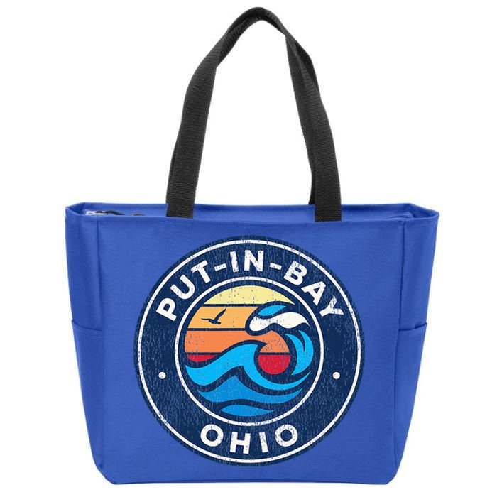 Putinbay Ohio Oh Vintage Nautical Waves Zip Tote Bag