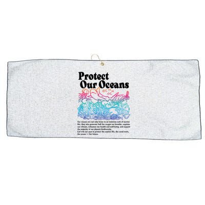 Protect Our Oceans Save Earth World Ocean Day Large Microfiber Waffle Golf Towel